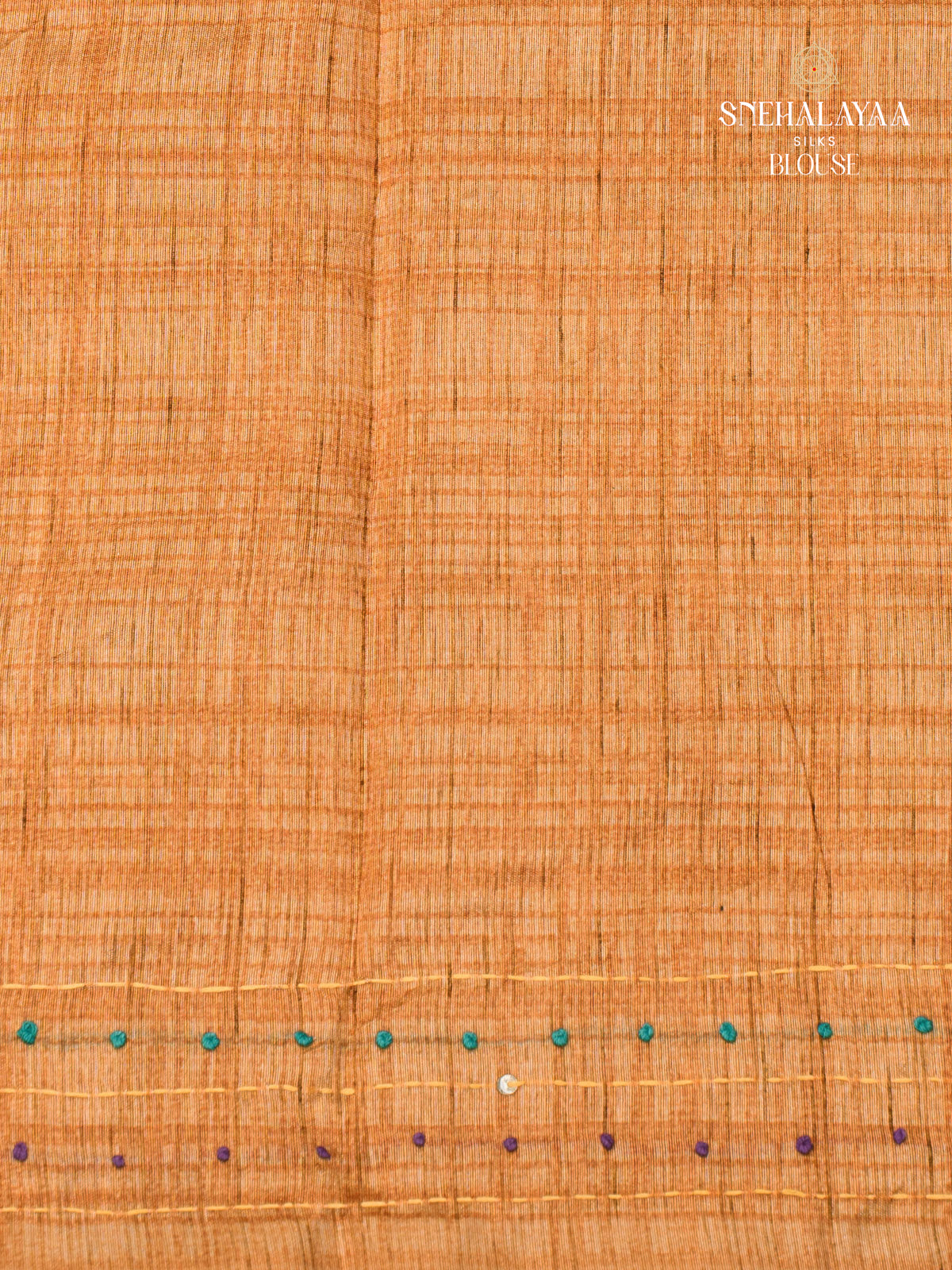 Orange Linen Embroidery Saree