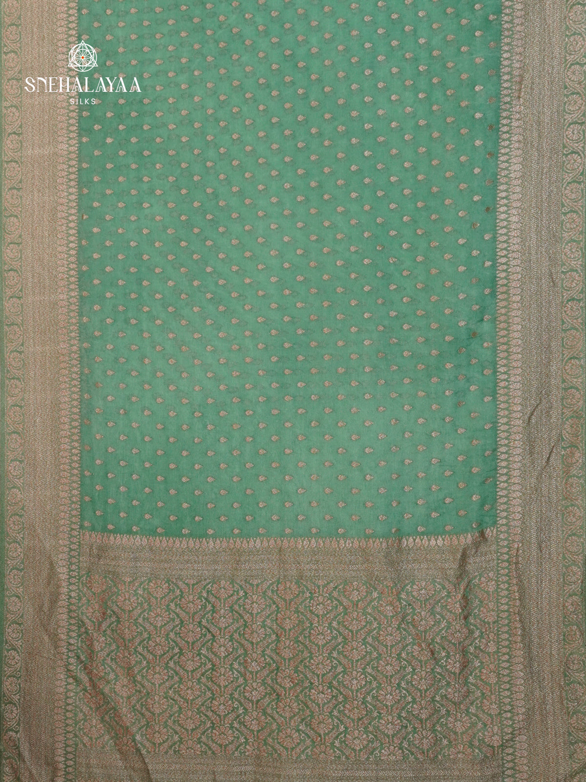 Teal Green Banaras Crepe Silk Saree