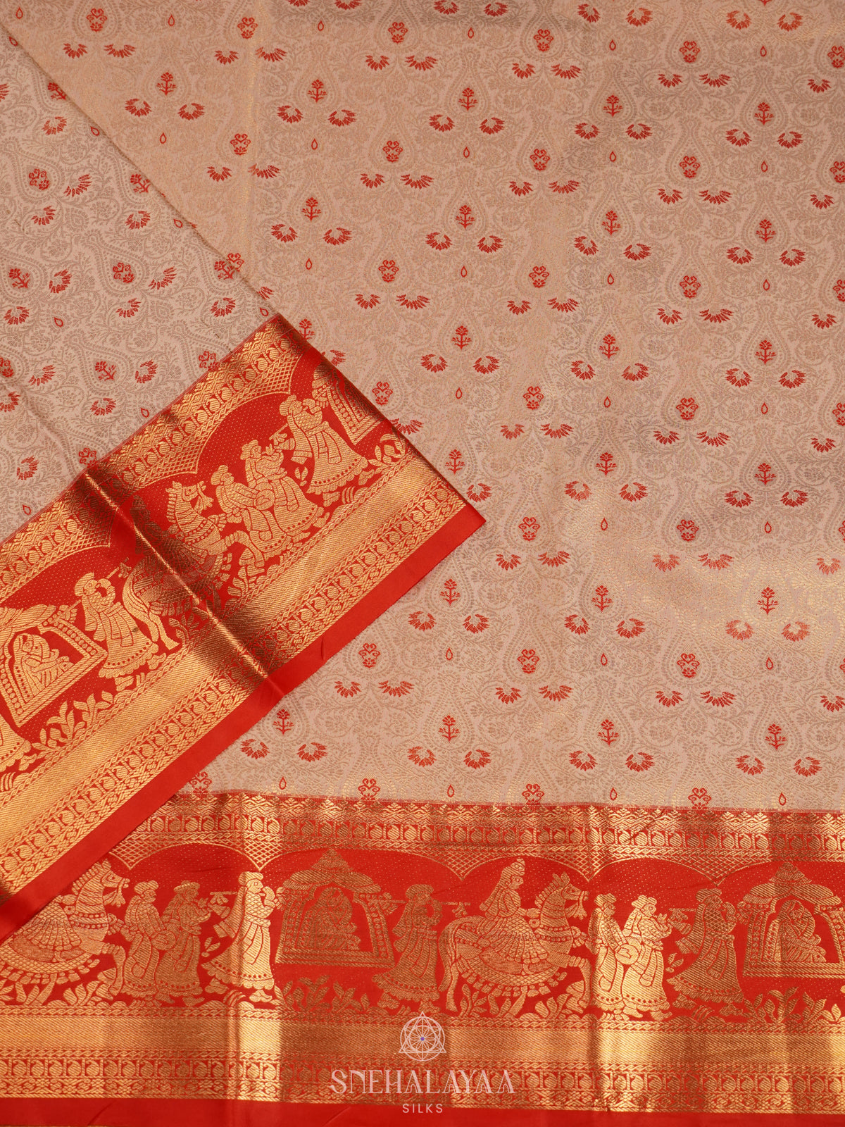 Cream Art Silk Saree