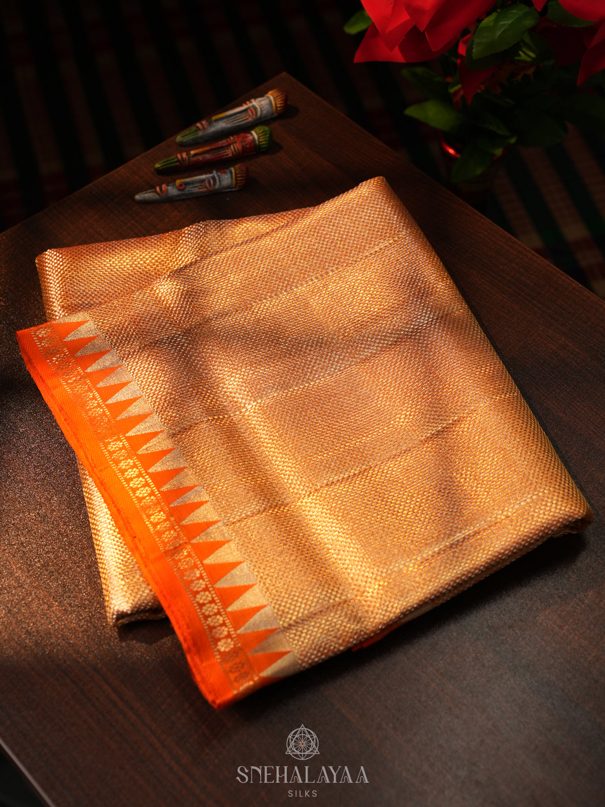 Golden Kanjivaram Silk Saree