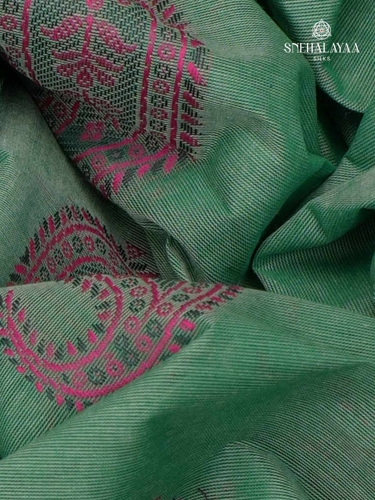 Teal Green Handloom Cotton Saree