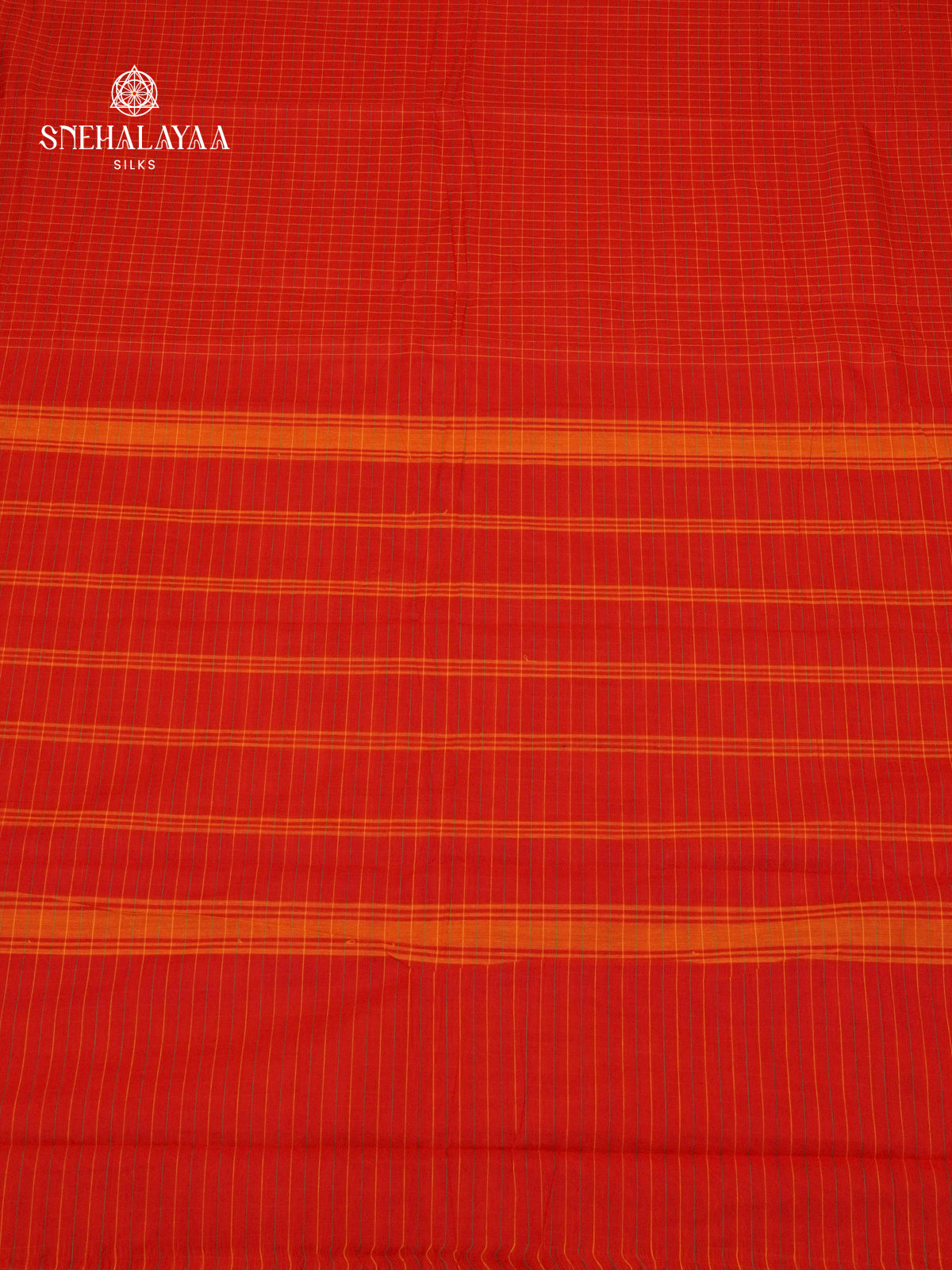 Rust Orange Checked Chettinad Cotton Saree