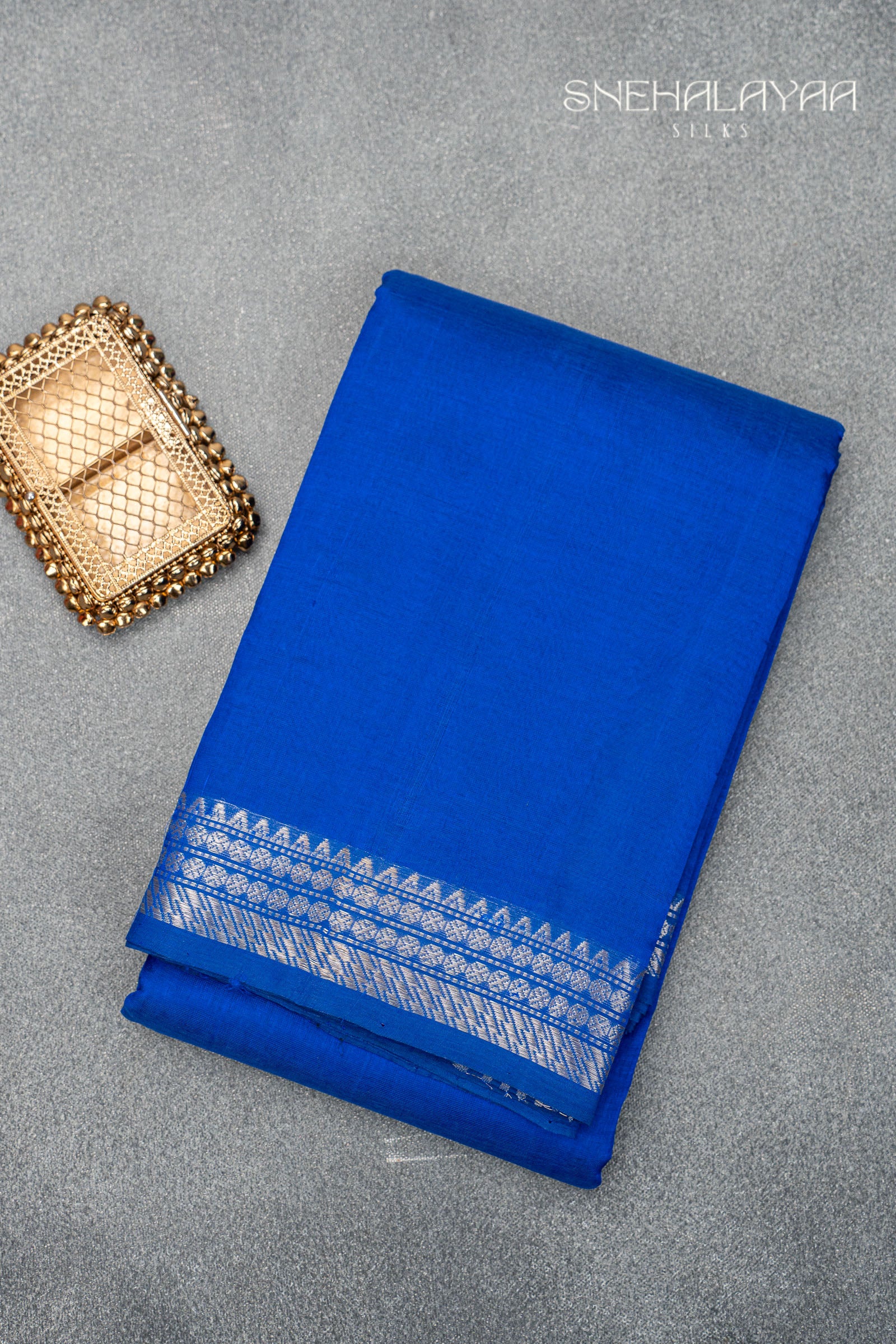 Ink Blue Mangalgiri Silk Saree