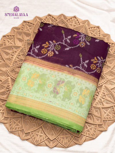 Grape Ikat Silk Saree