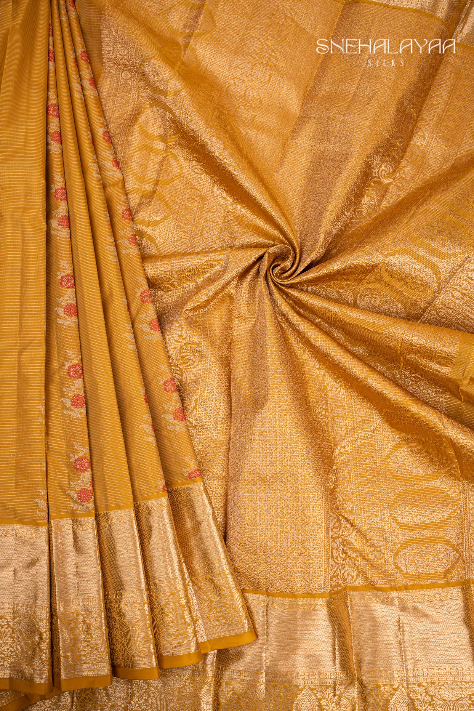Honey Orange Silk Saree