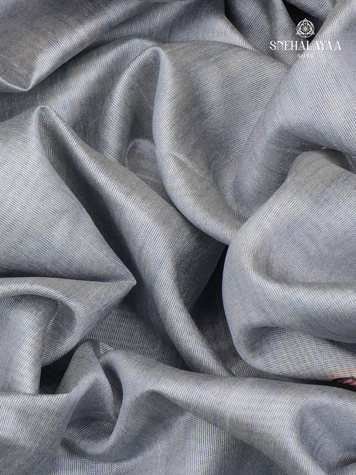 Powder Grey Madhubani Printed Saree