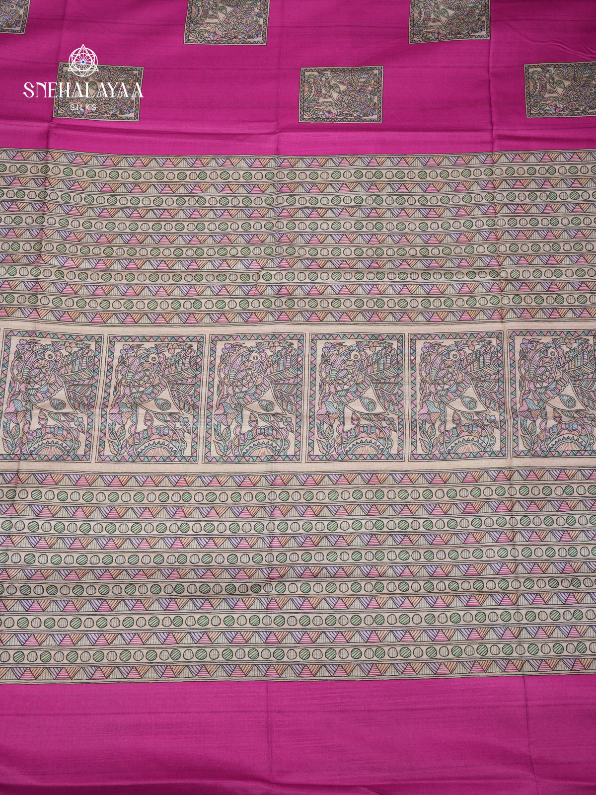Pink Madhubani Printed Saree