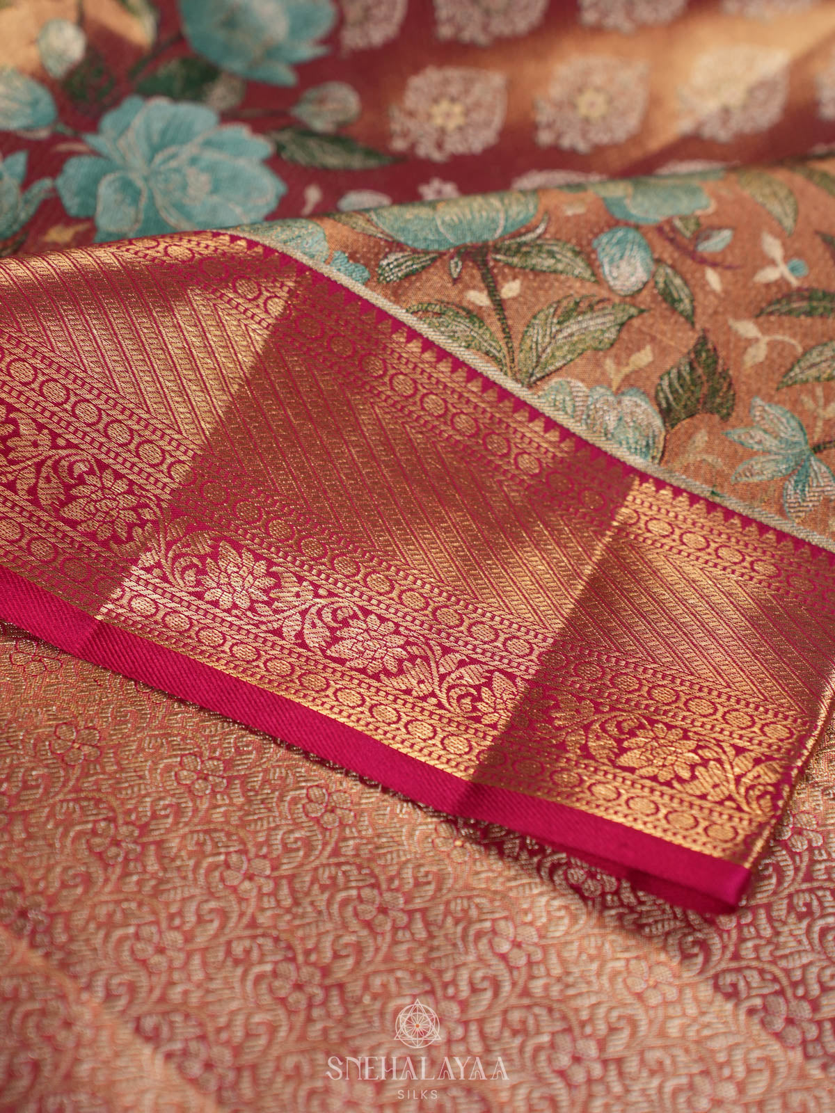 Peach Pink Kanjivaram Silk Saree