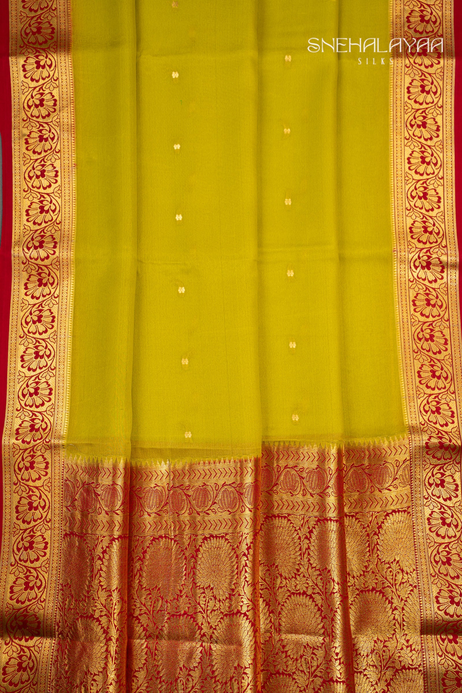Chartreuse Green Mysore Crepe Silk Saree