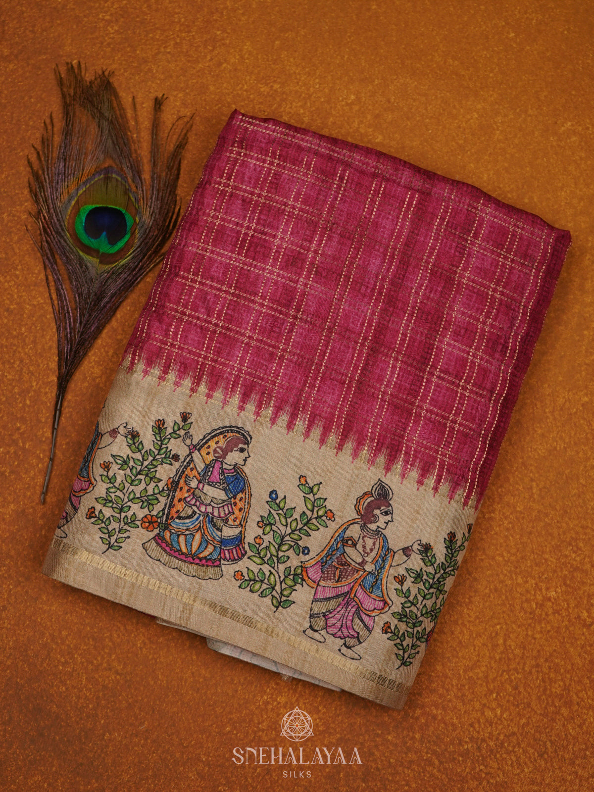 Pink Tussar Saree