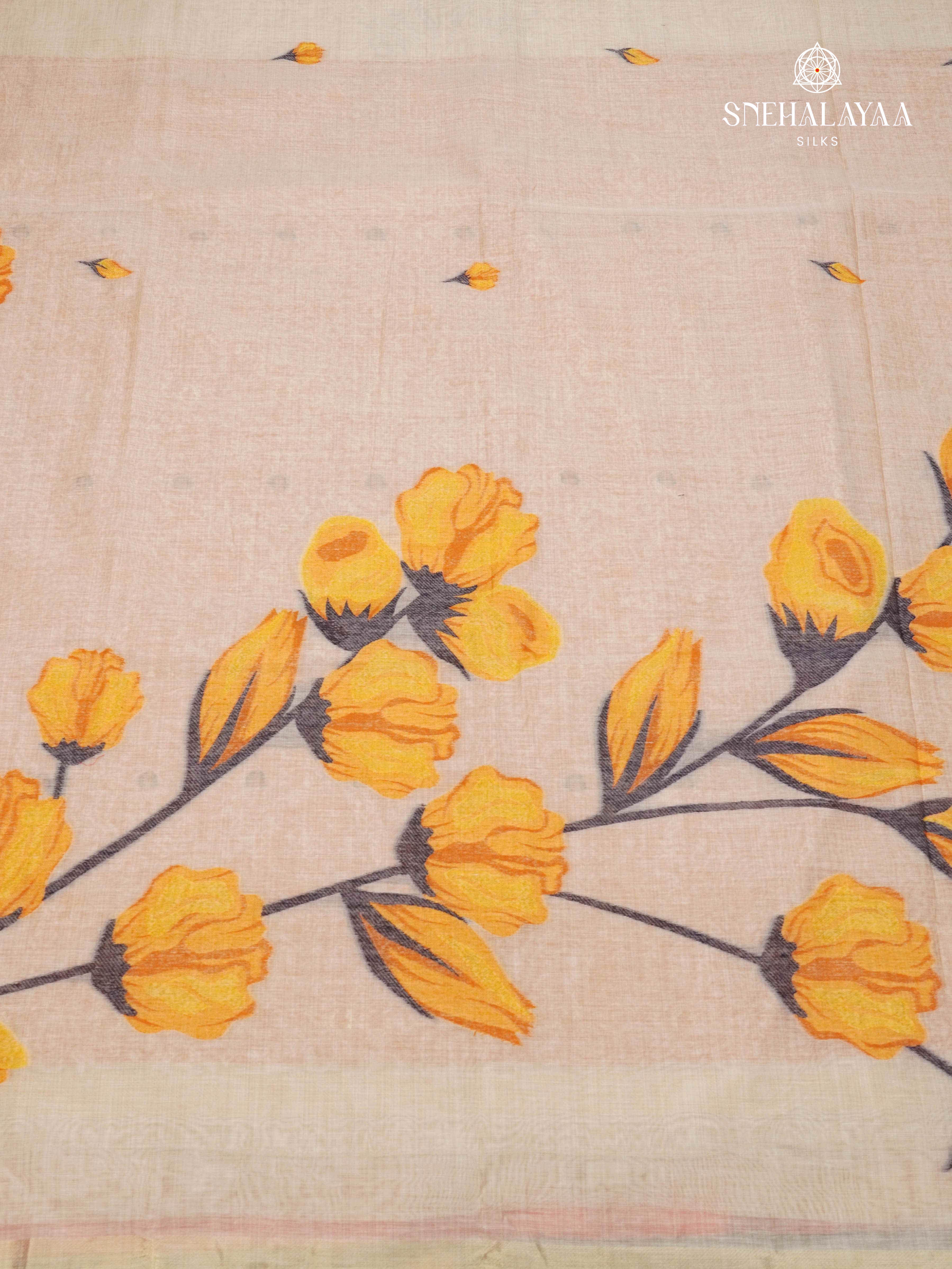 Cream Munga Cotton Saree