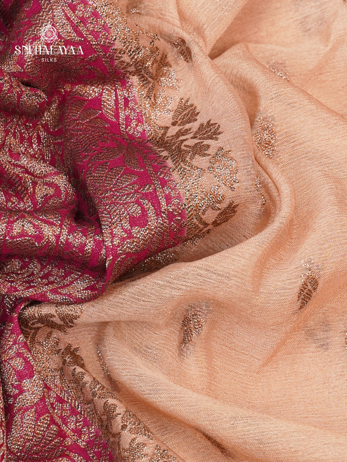 Cream Banaras Crepe Silk Saree