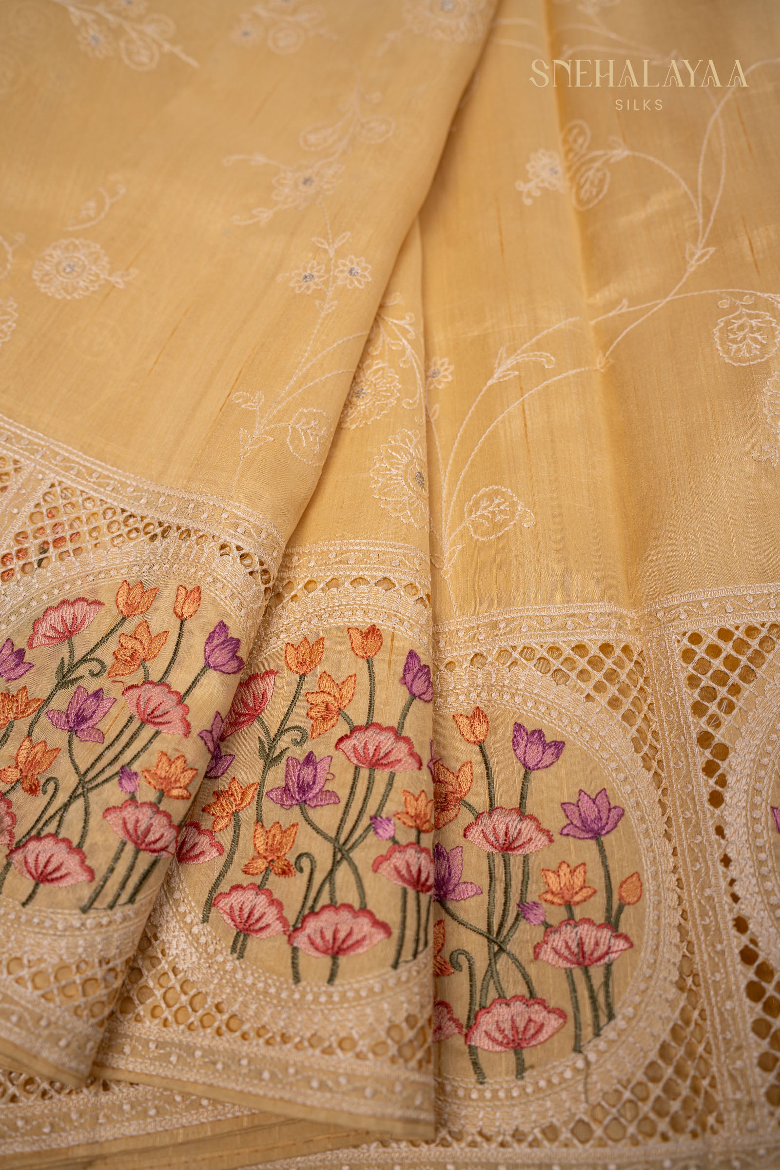 Beige Raw Silk Saree