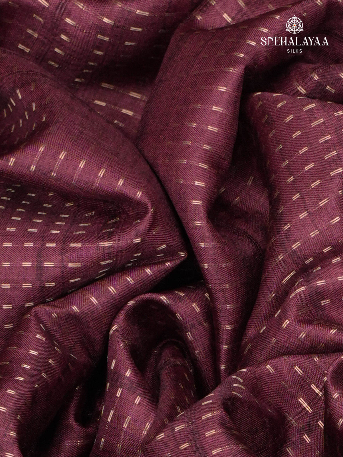 Burgundy Floral Printed Tussar Saree