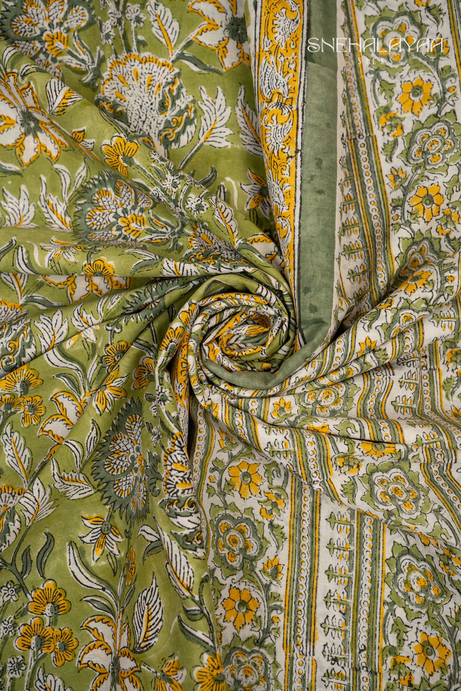 Pear Green Jaipur Cotton Saree