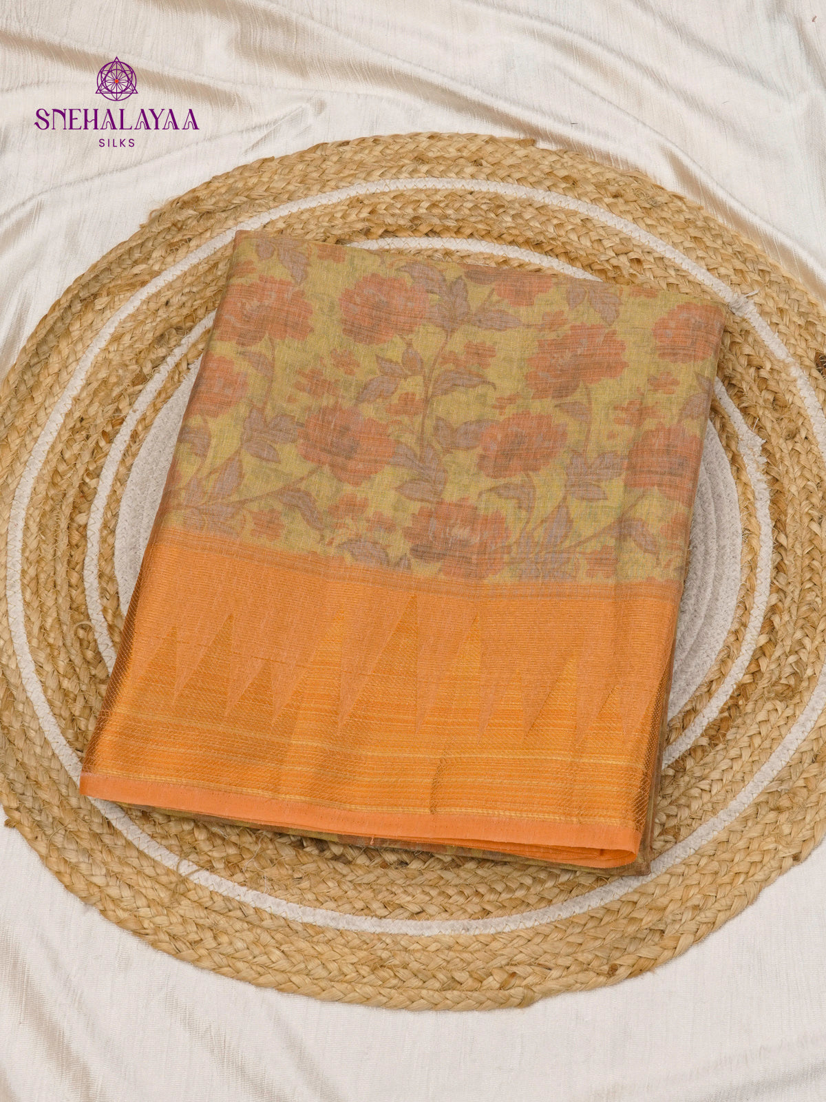 Pale Yellow Linen Tissue Saree