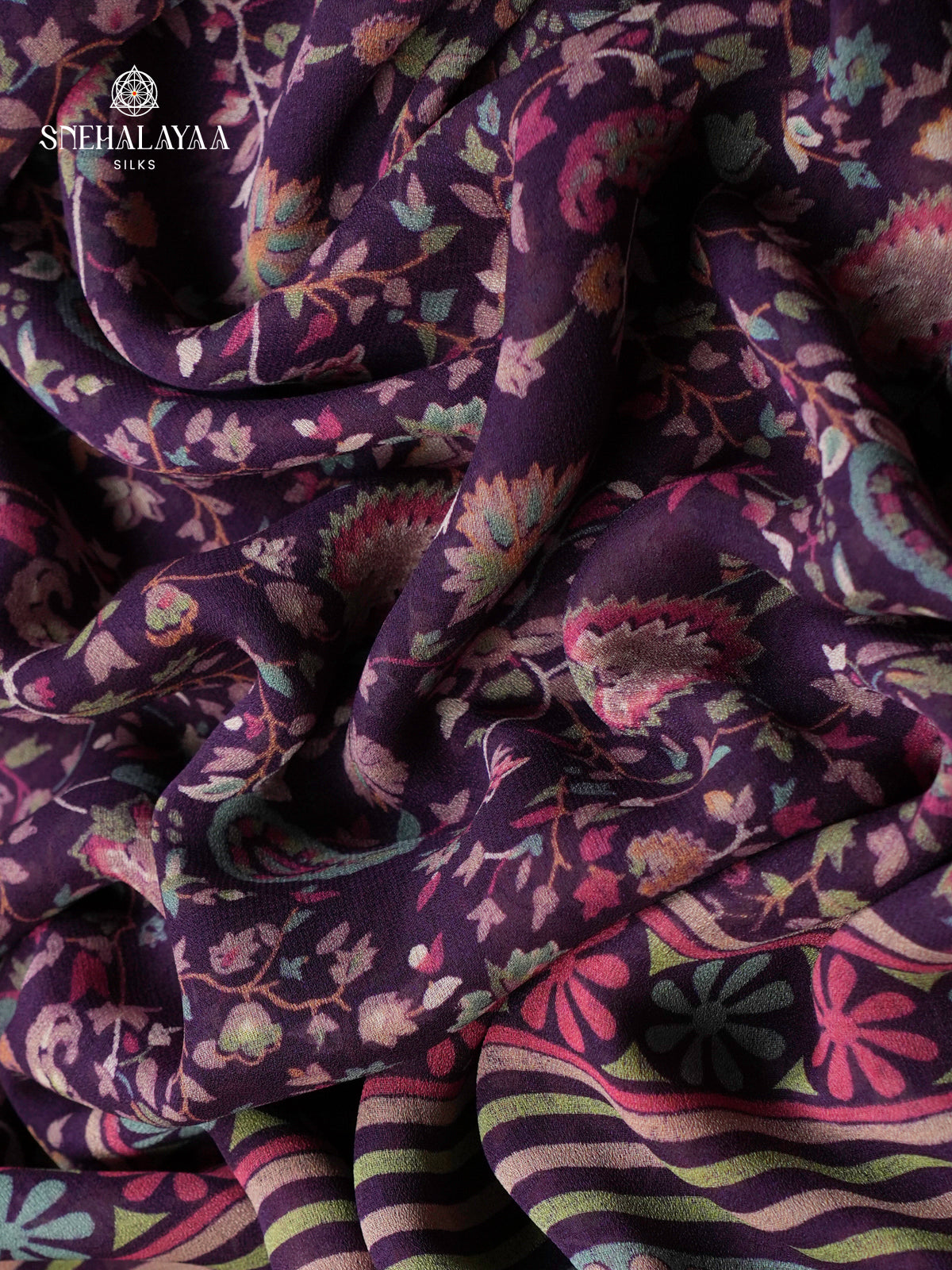 Navy Blue Chiffon Saree