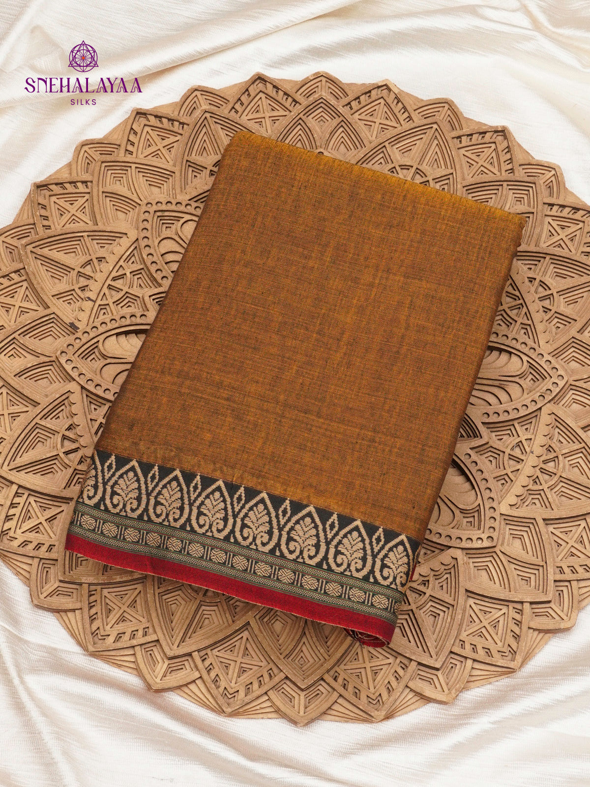 Rust Brown Narayanpet Cotton Saree without Blouse