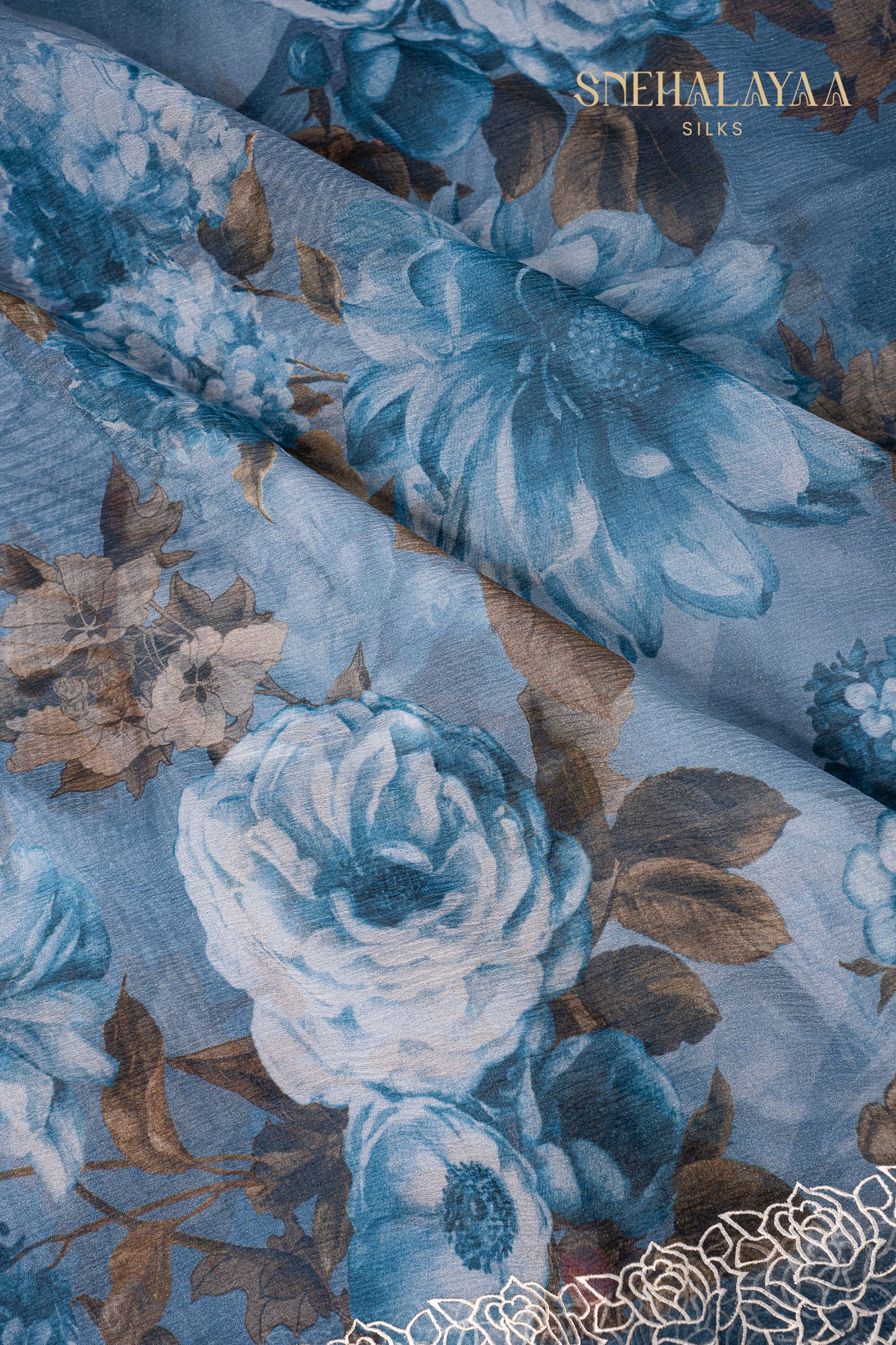 Sapphire Blue Crush Saree