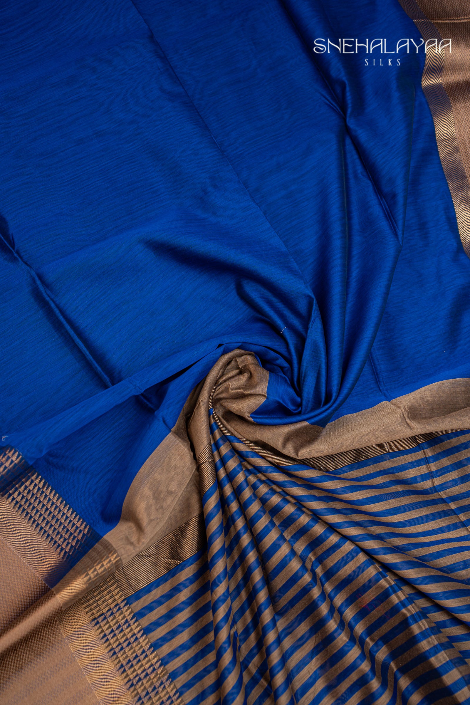 Admiral Blue Maheshwari Silk Cotton Saree