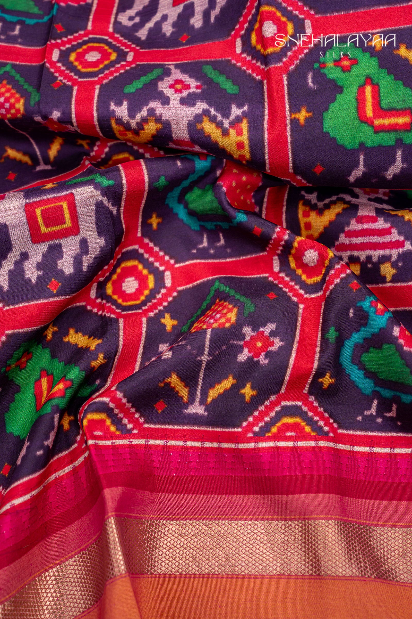 Violet Printed Silk Saree