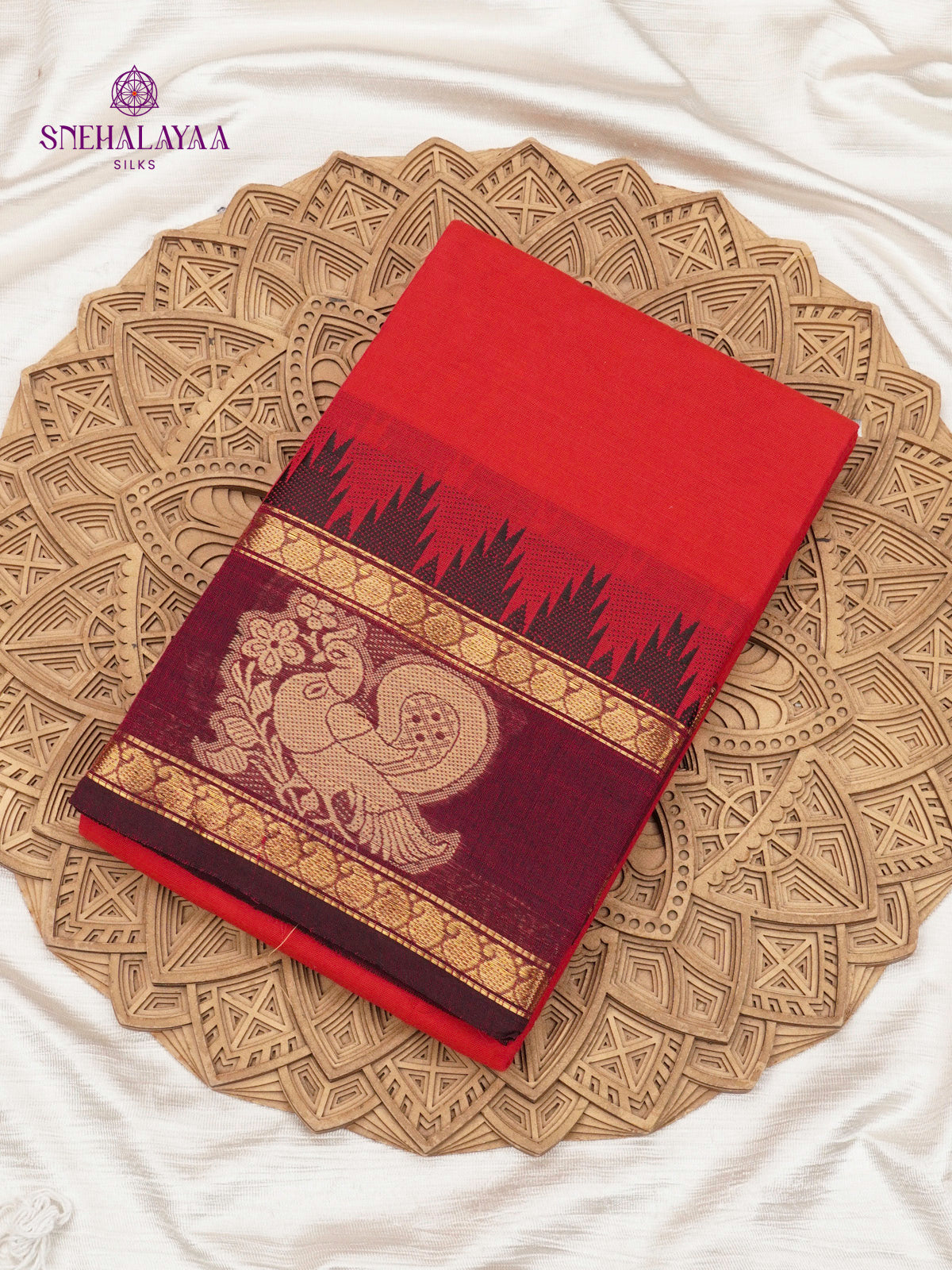 Burnt Orange Chettinad Cotton Saree