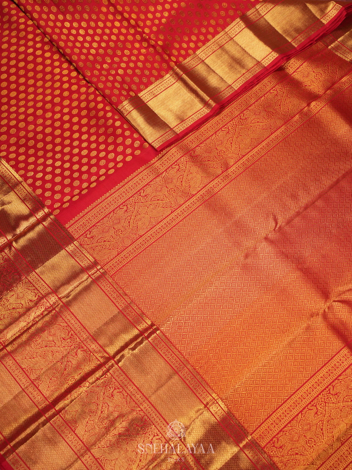 Rust Orange Kanjivaram Silk Saree