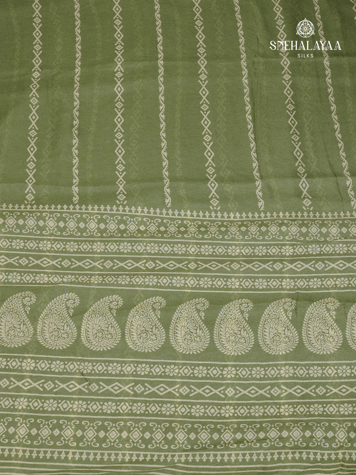 Pastel Green Printed Matka Saree