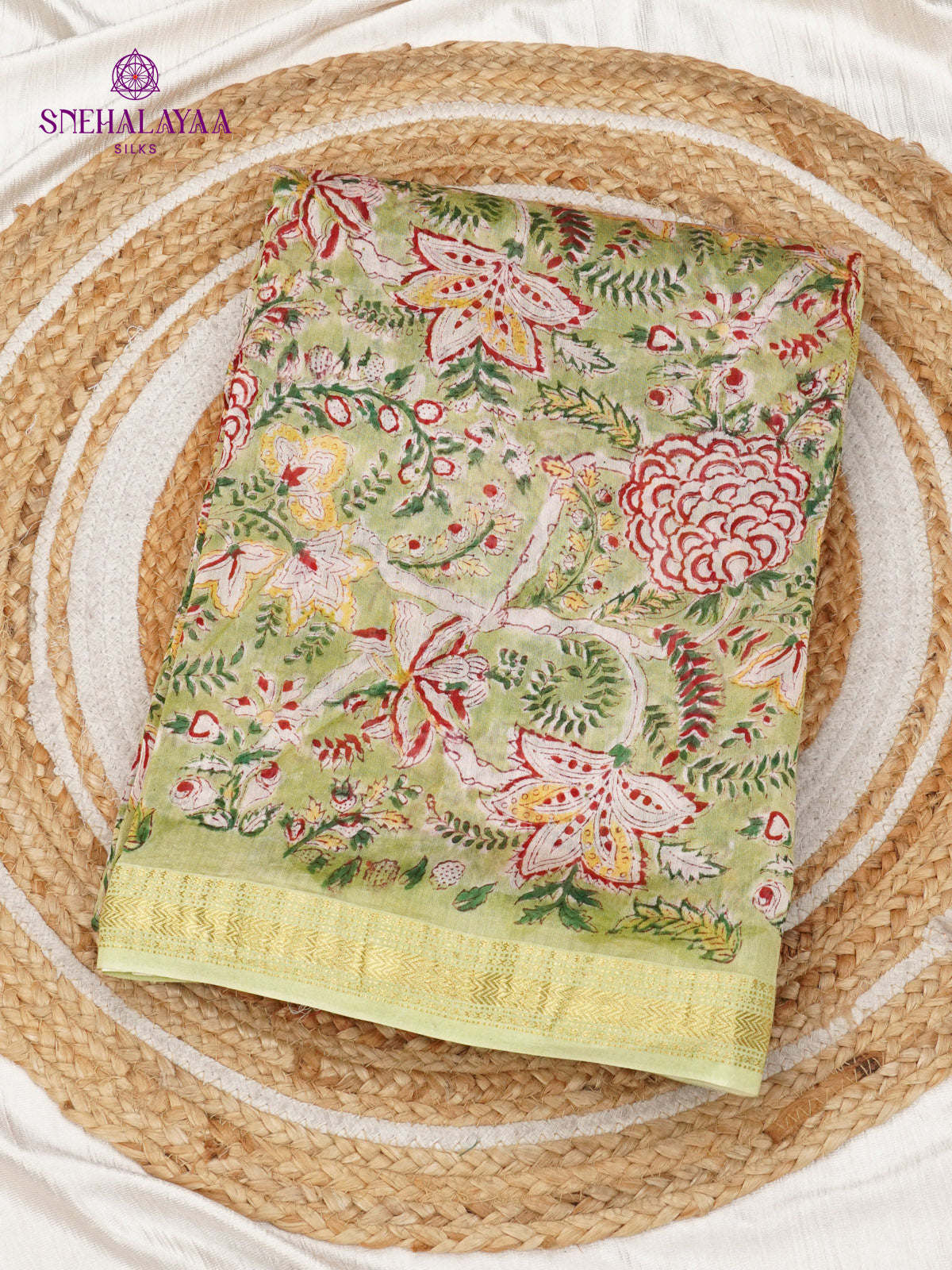 Olive Green Chanderi Saree