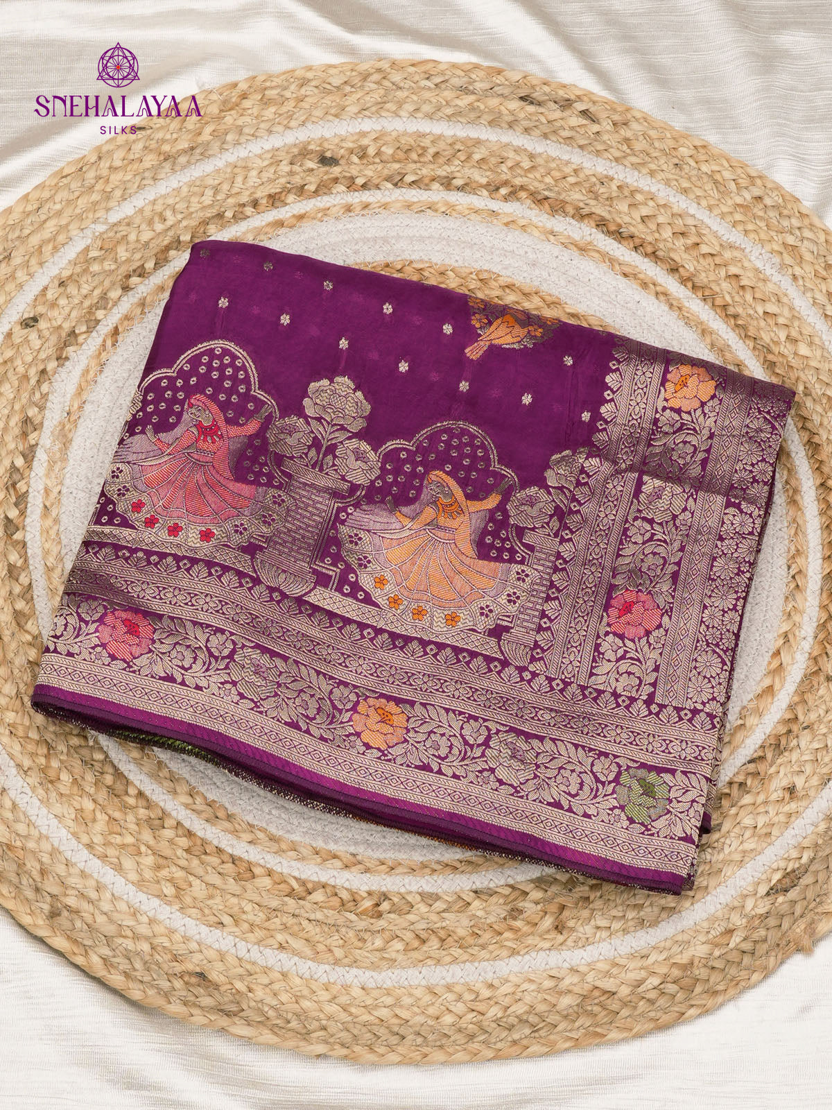 Violet Banaras Silk Saree