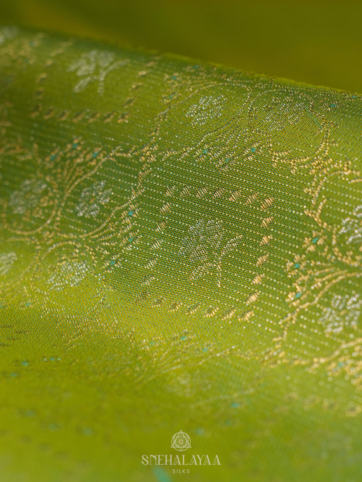 Lime Green Kanjivaram Silk Saree