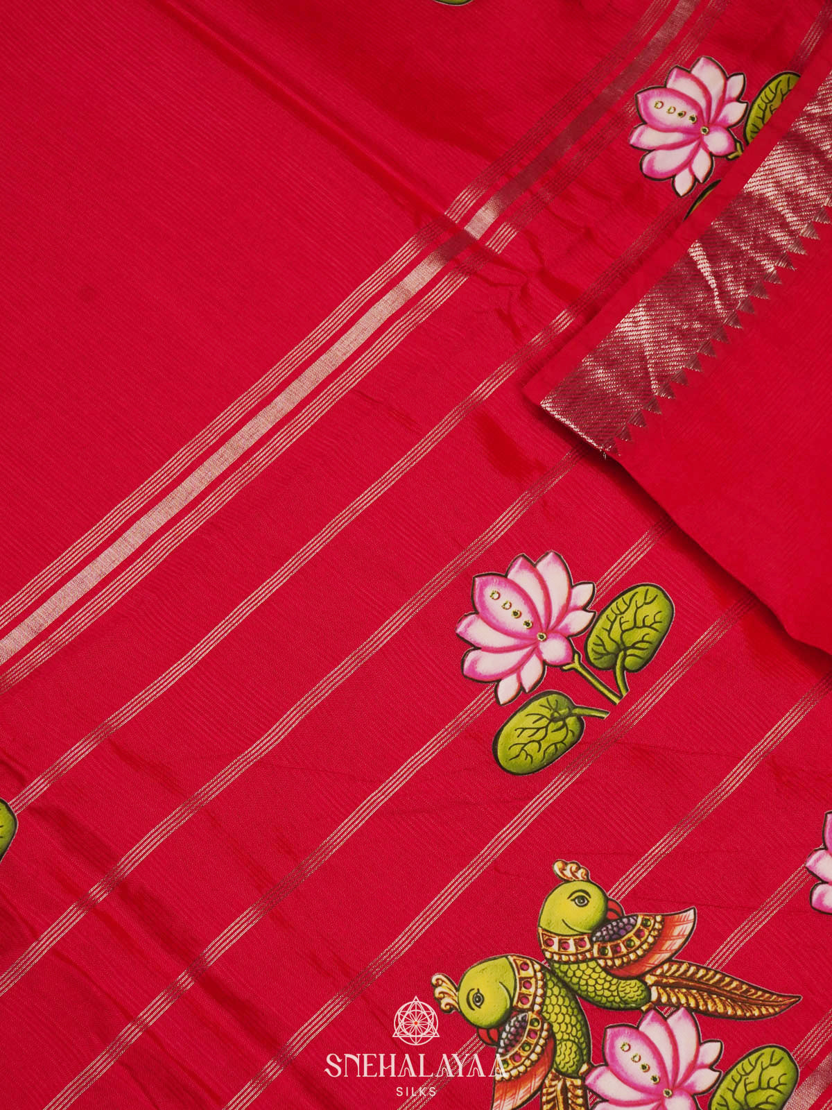 Red Mangalagiri Silk Cotton Saree