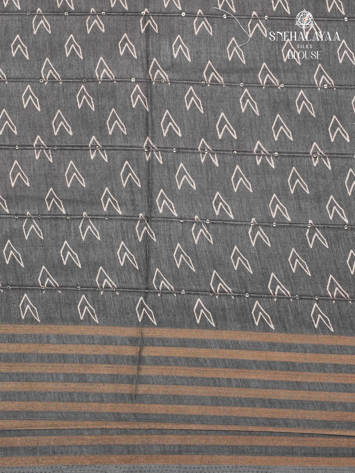 Grey Floral Printed Tussar Saree