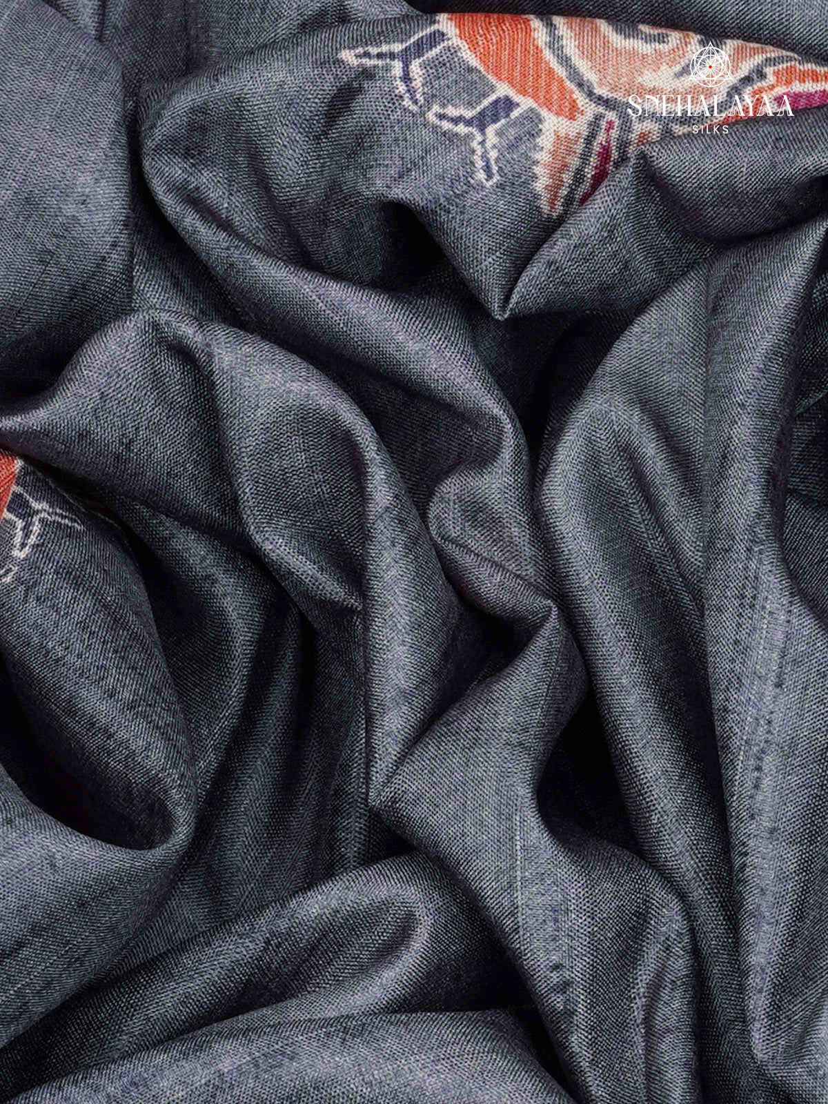 Grey Floral Printed Tussar Saree