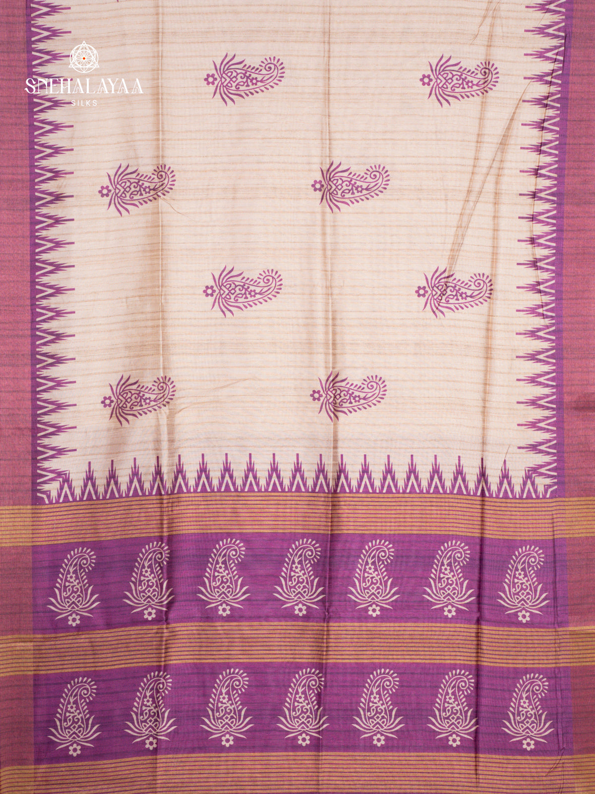 Beige Tussar Saree