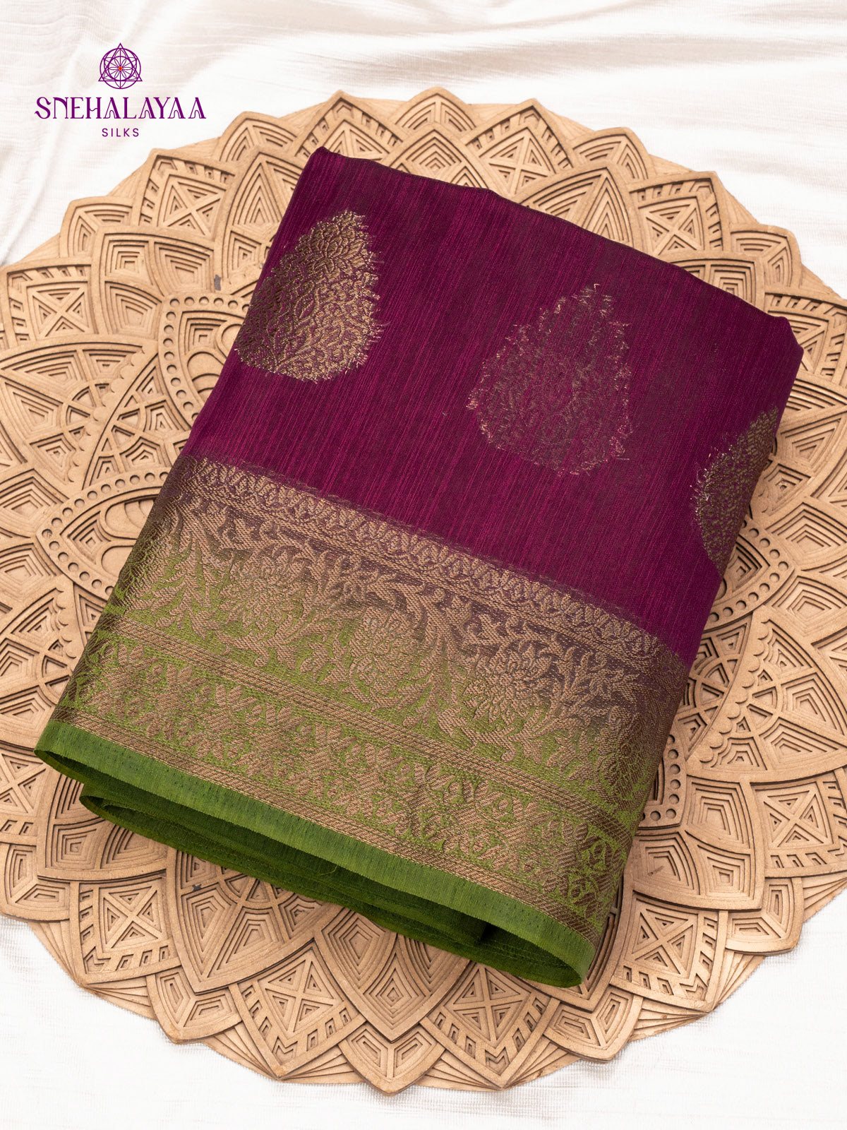 Burgundy Banaras Jute Saree