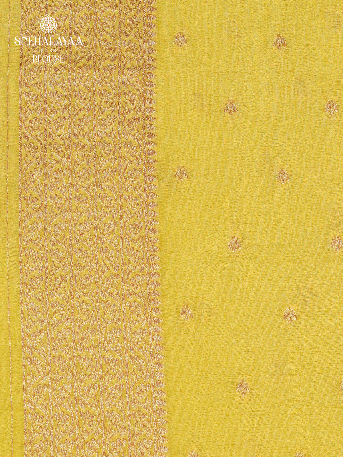 Lemon Yellow Banaras Crepe Silk Saree