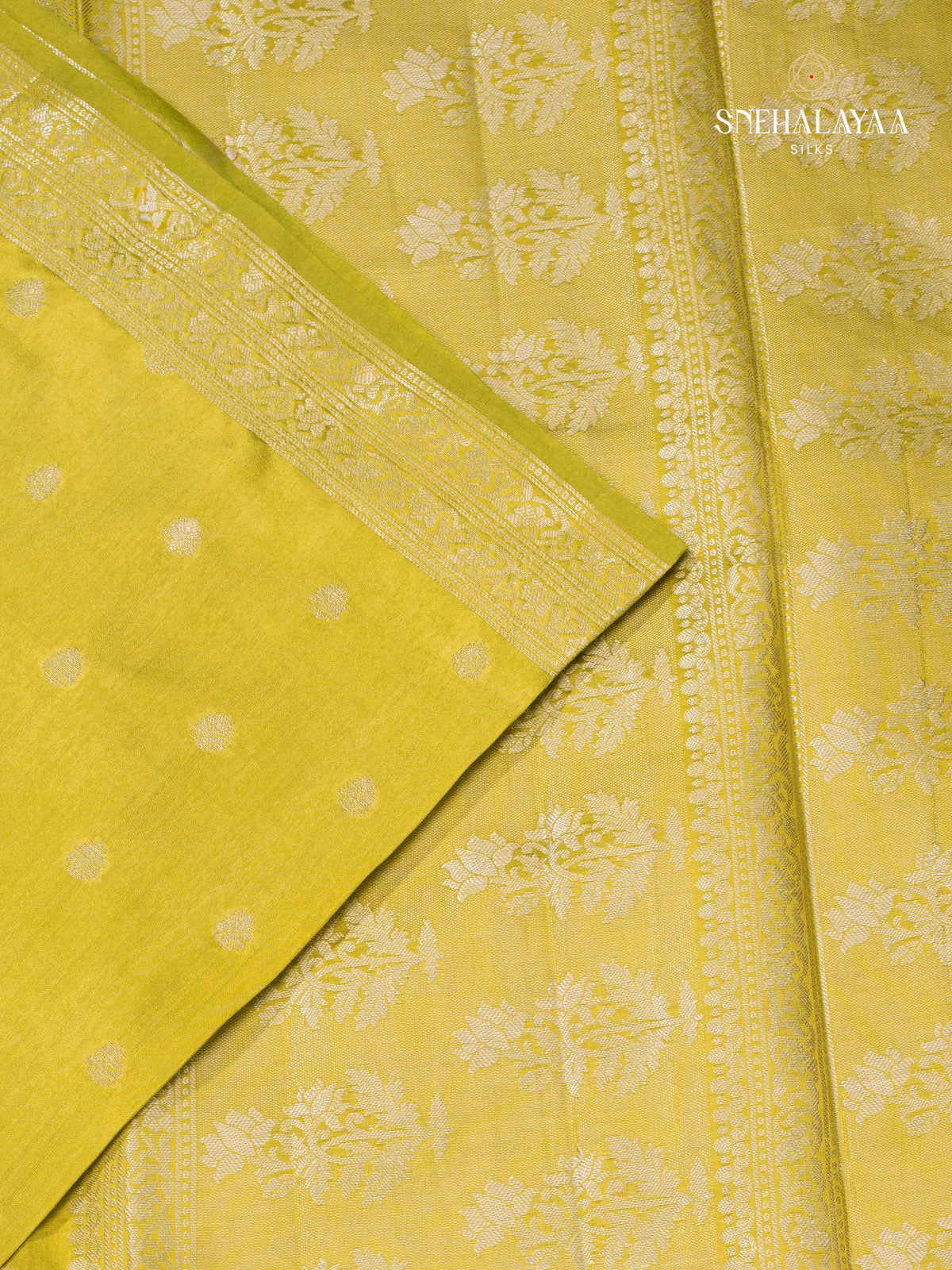 Chartreuse Banaras Dupion Saree