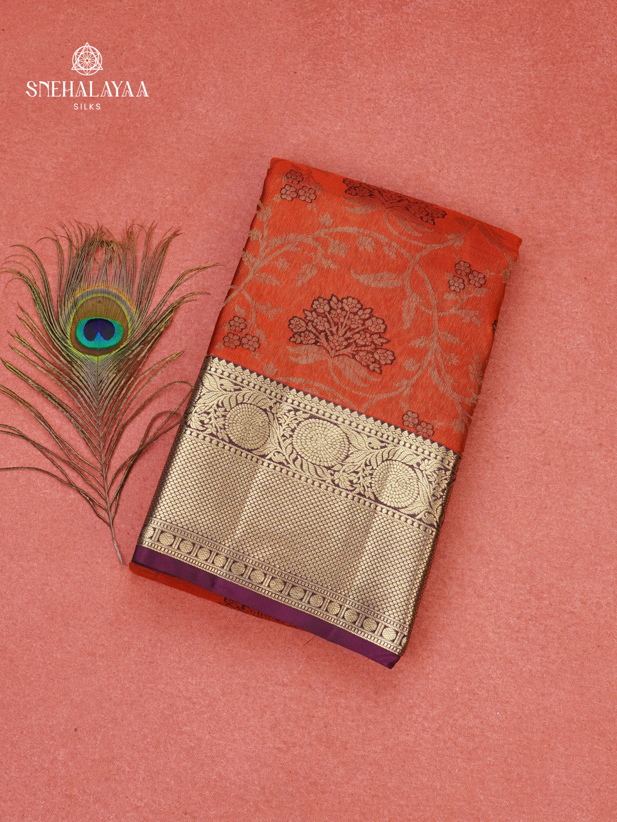 Rich Orange Kanjivaram Silk Saree