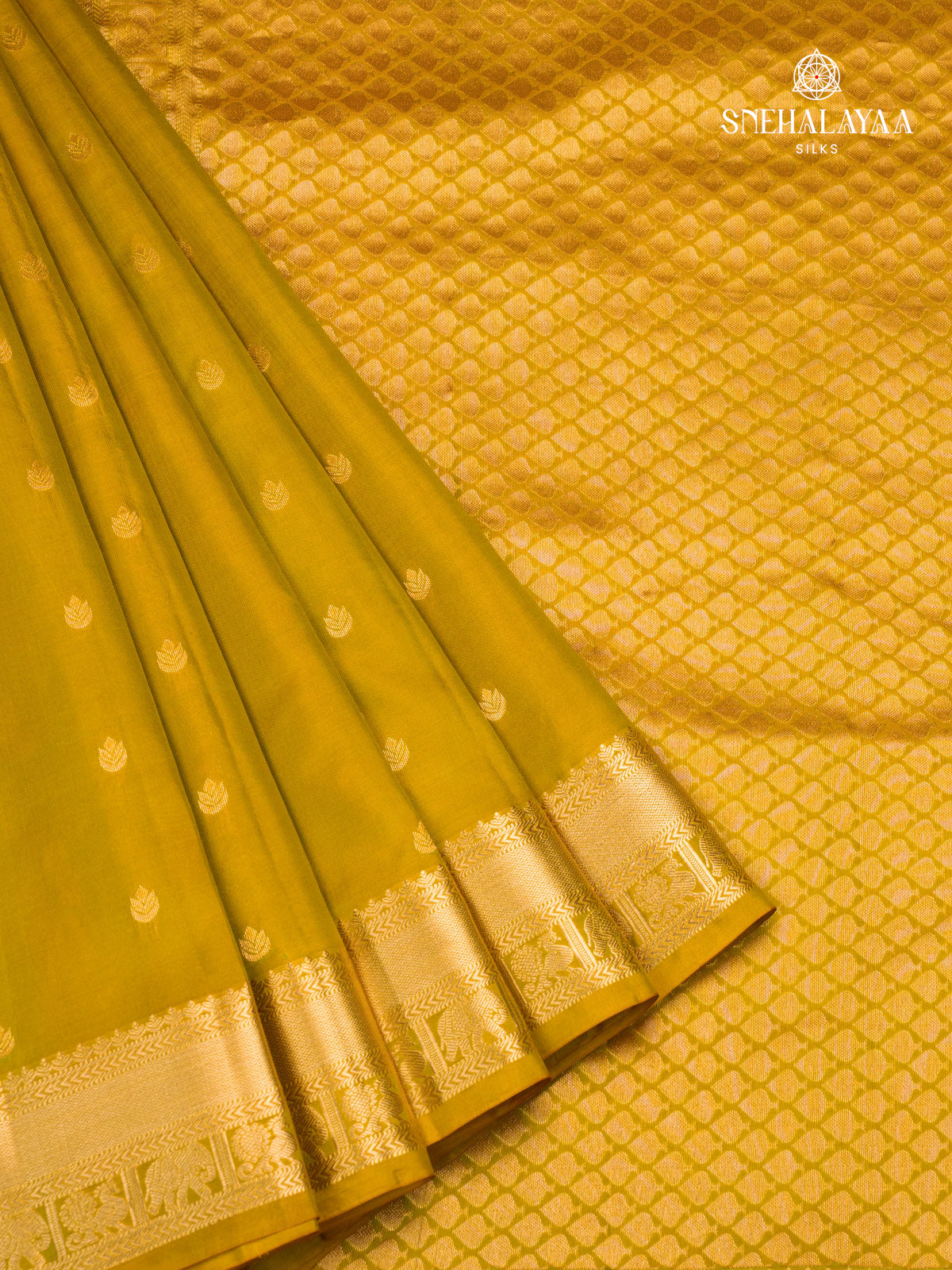 Mustard Yellow Kanjivaram Silk Saree