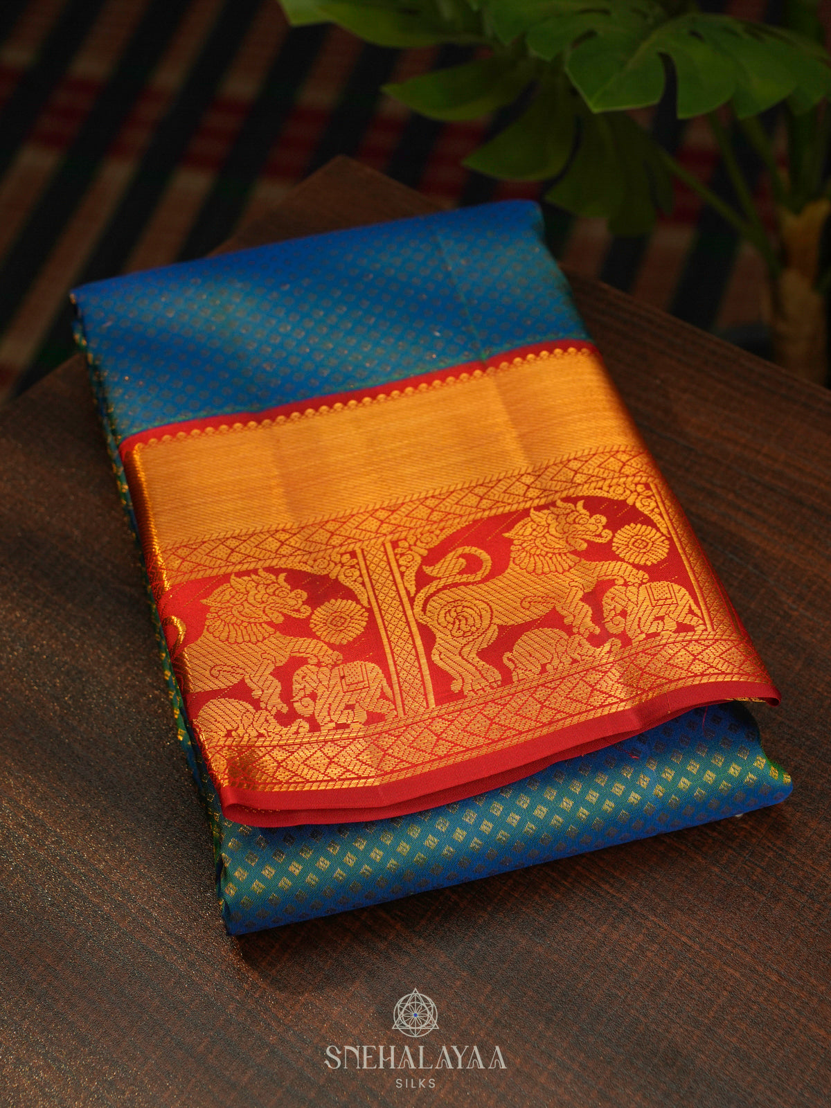 Peacock Blue Kanjivaram Silk Saree