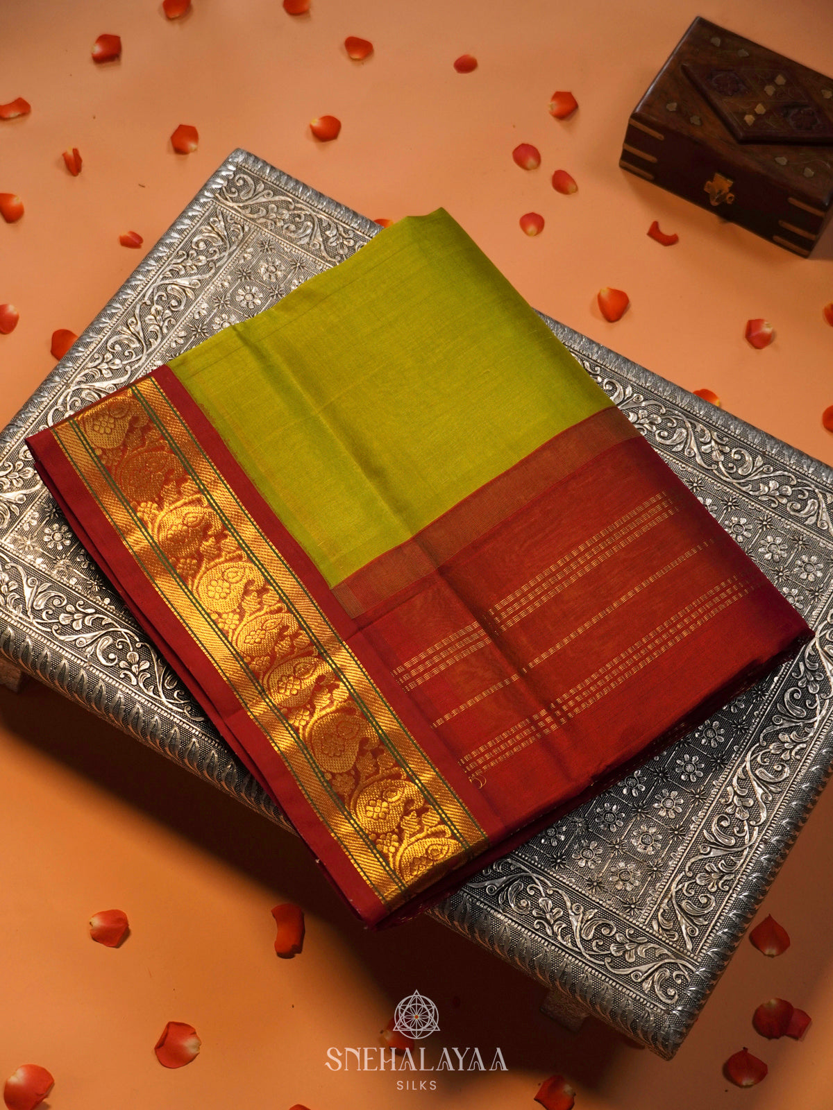 Lime Green Kanchi Silk Cotton Saree