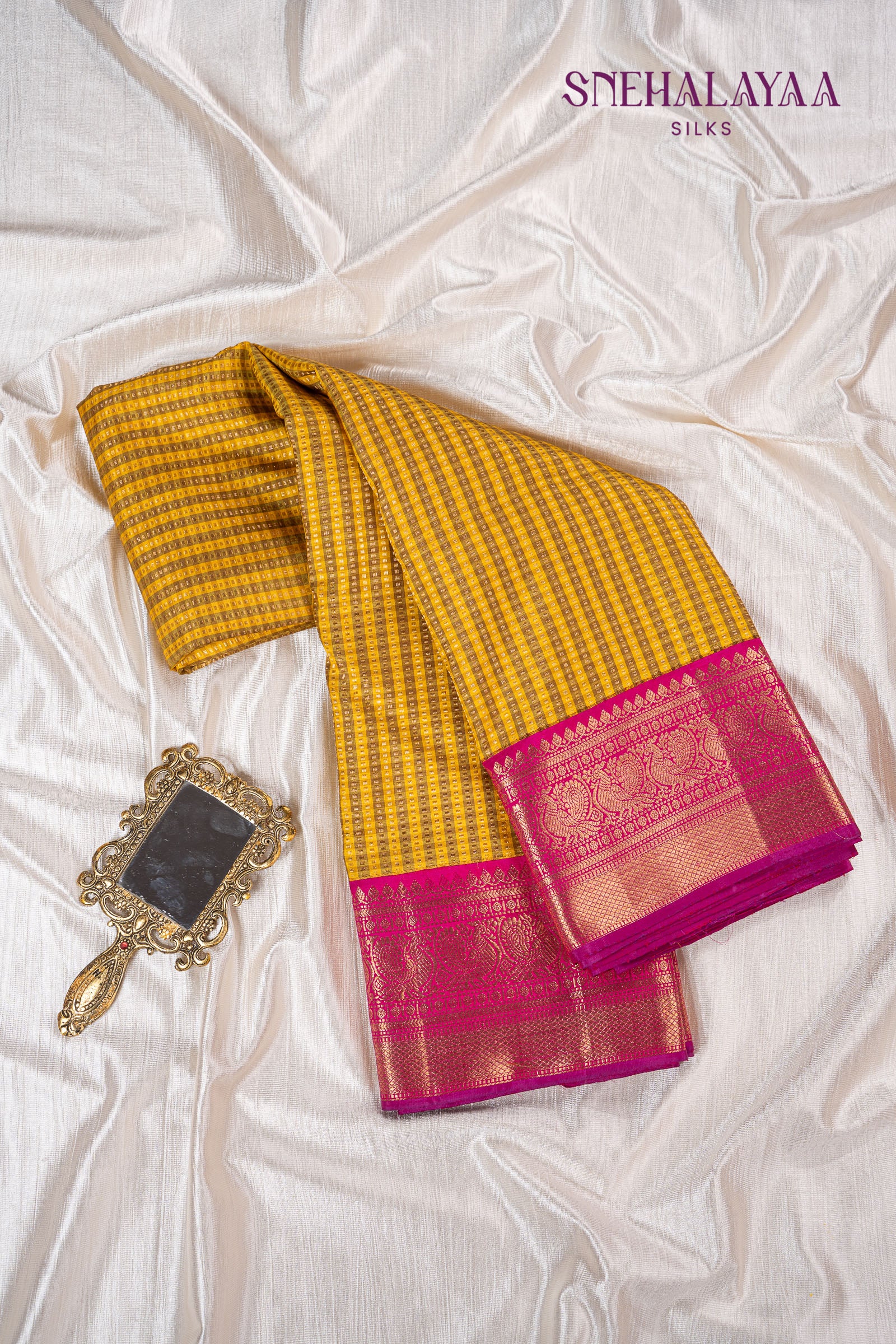 Mustard Yellow Kancheevaram Silk Saree