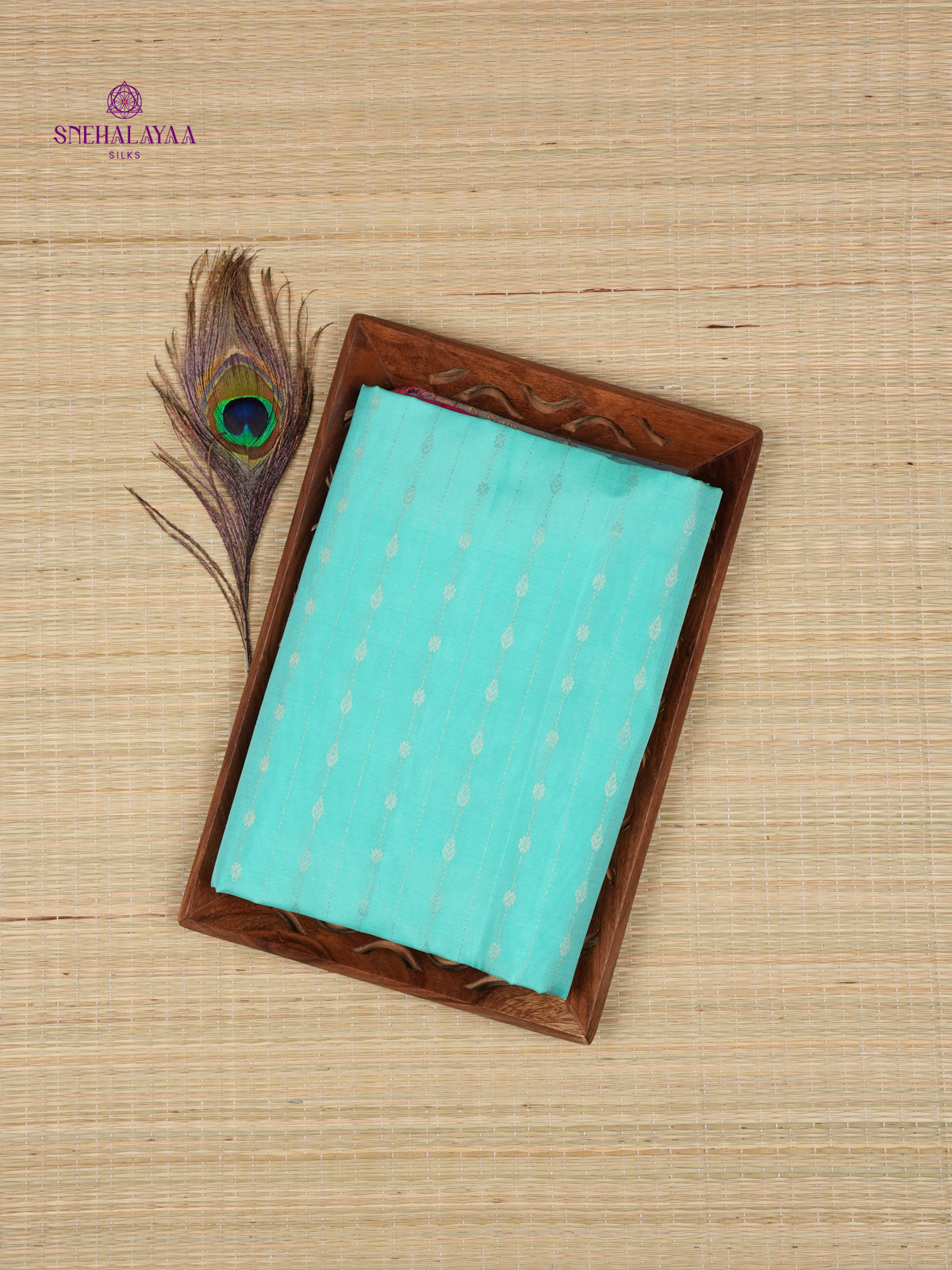 Sky Blue Borderless Kanjivaram Soft Silk Saree