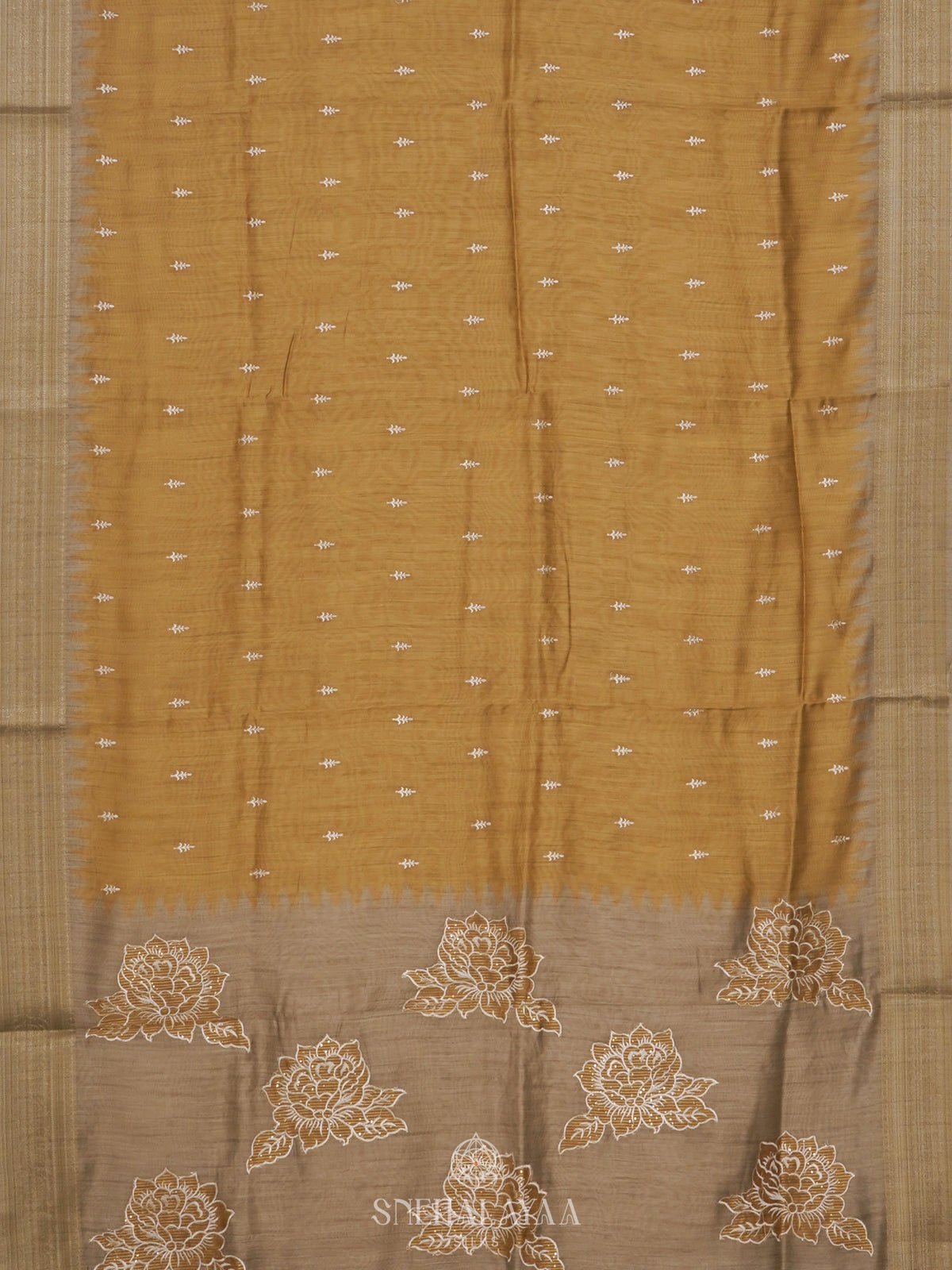 Pale Yellow Munga Tussar Saree