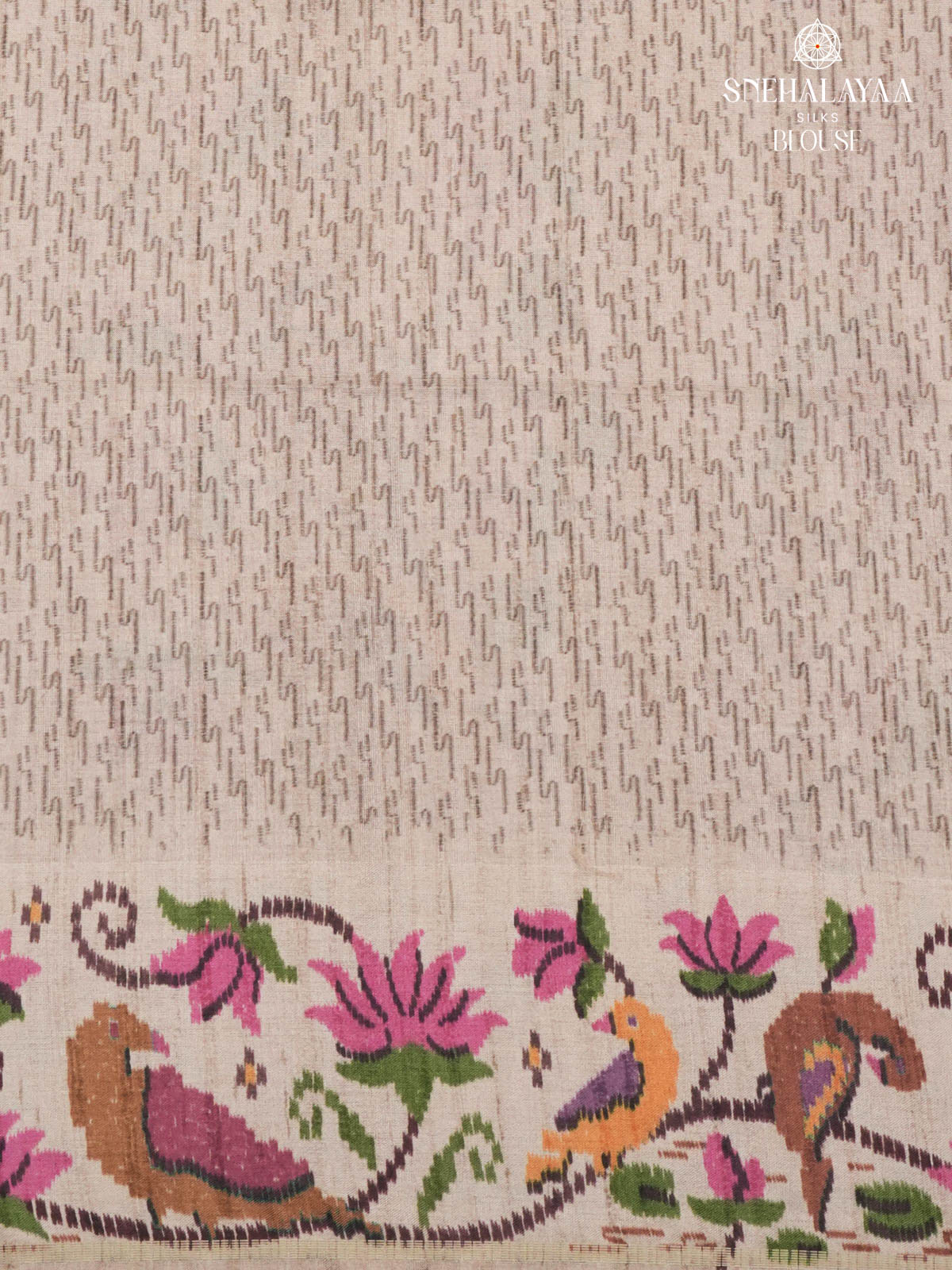 Pink Floral Printed Tussar Saree