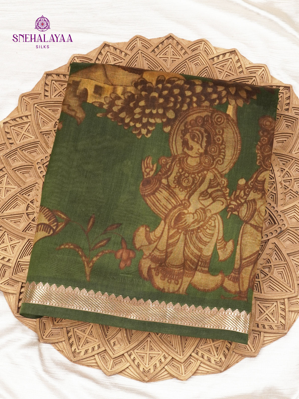 Green Chiniya Silk Saree