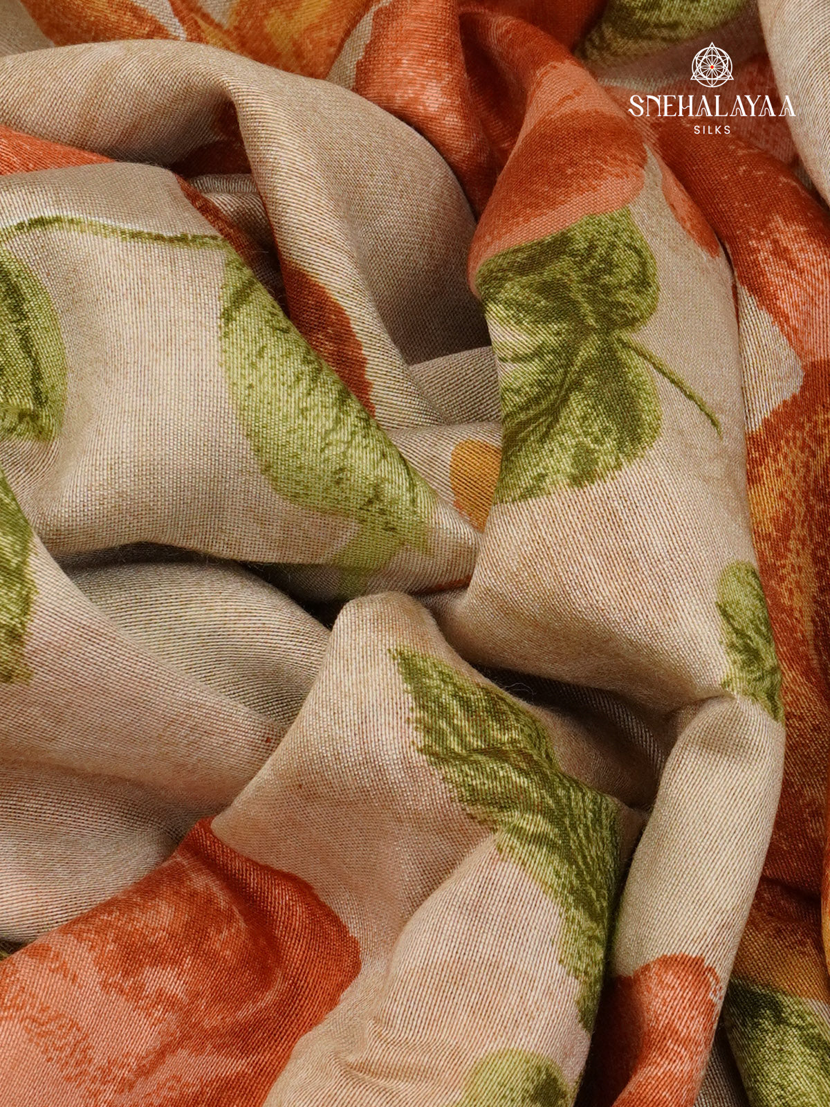 Beige Chanderi Saree