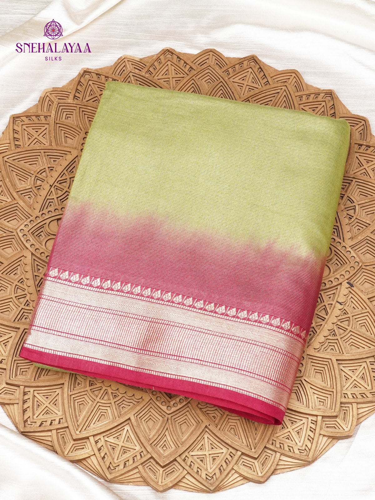 Olive Green Bamboo Silk Saree