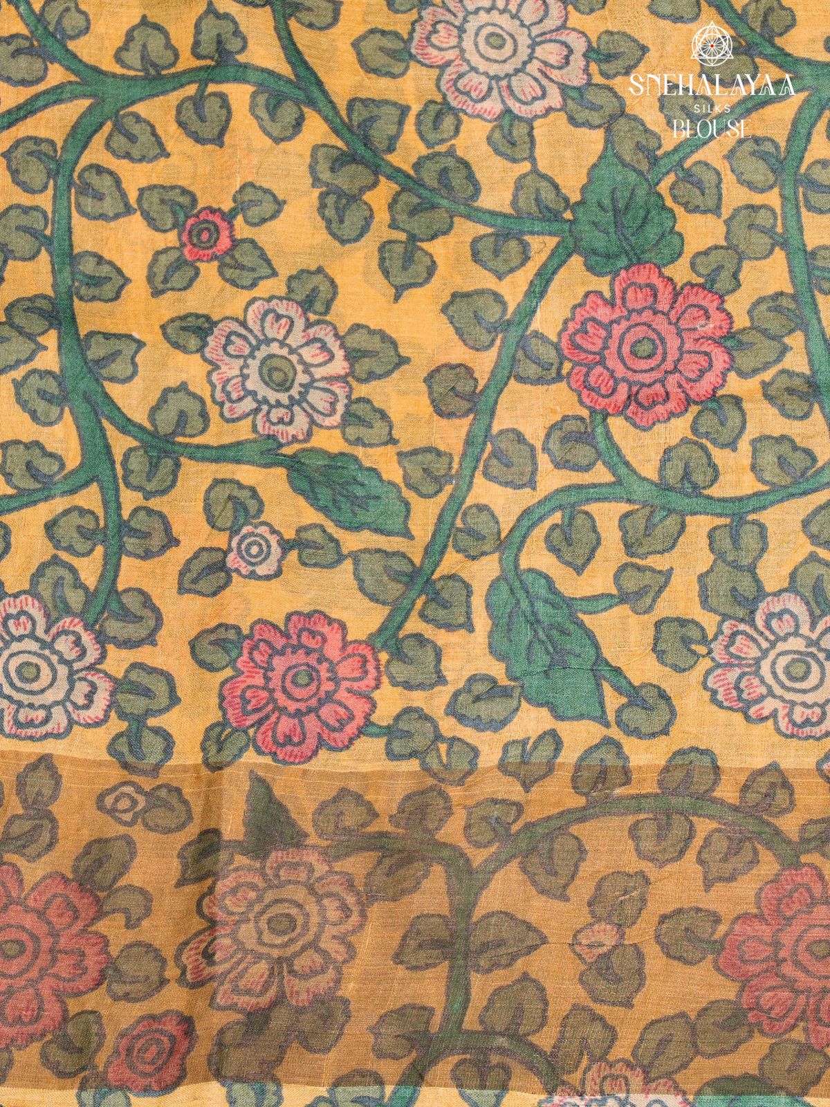 Brown Printed Tussar Saree